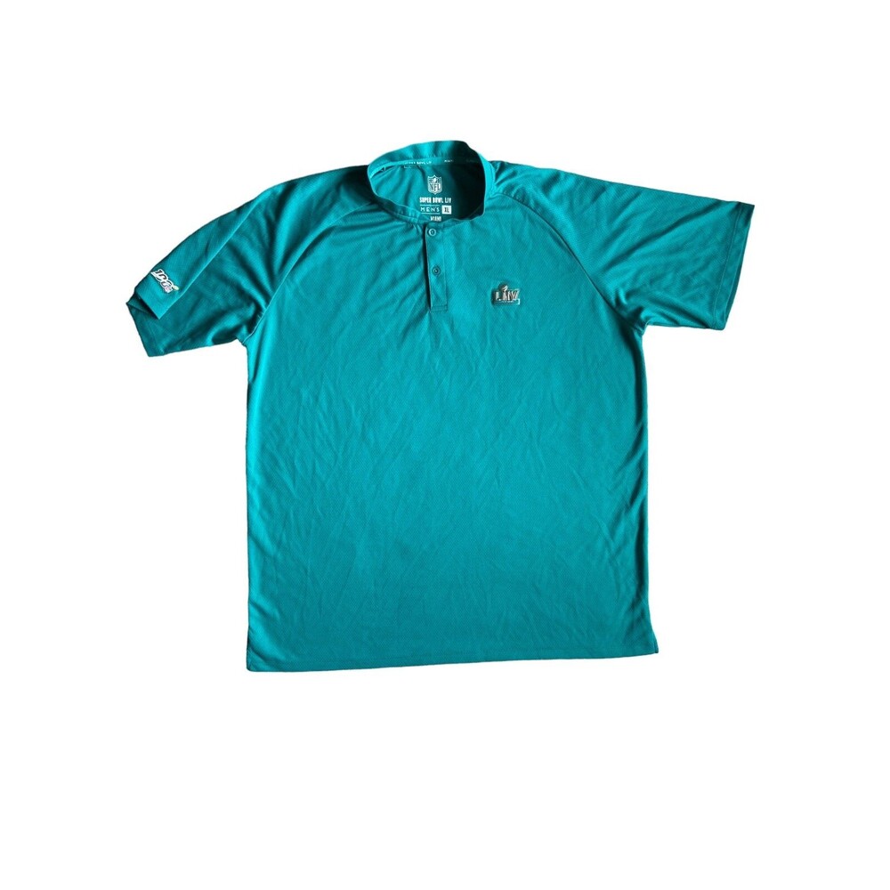 NFL Super Bowl LIV Miami Polo‎ Shirt Size XL Teal 100 Season Logo Official Merch